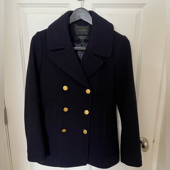 J. Crew Classic Wool Stadium Pea Coat - Double Breasted Navy Blue Size 4 - Picture 5 of 6